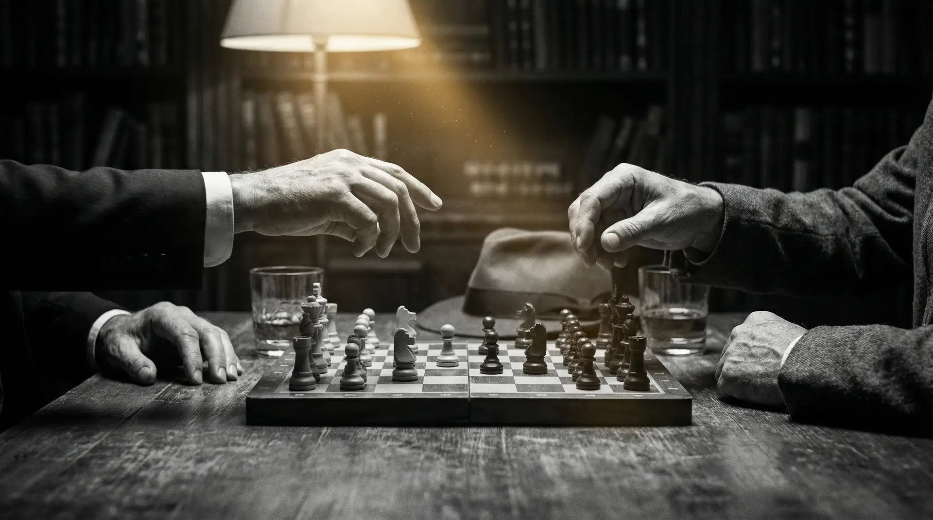 狼和狗的时间 艺术探索系列 - 非线性叙事，棋盘上的对弈象征命运的交错
